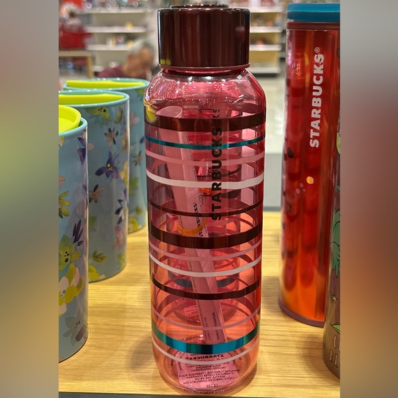 Starbucks Striped Glass Water Bottle Gradient Swirl Taffy Tumbler Cup 20oz New - Picture 6 of 15
